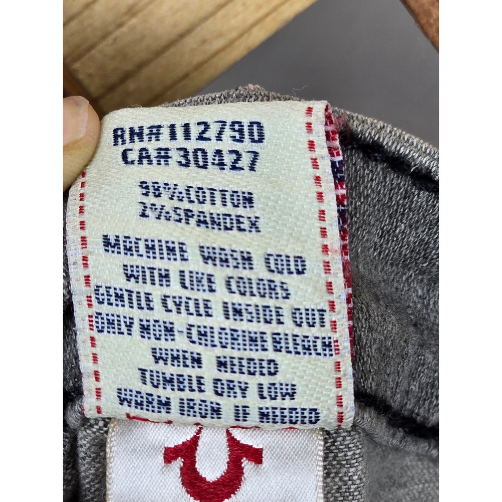 True Religion Jeans Womens 26 Gray Studded Distressed Low Rise Skinny - Good - Picture 4 of 10